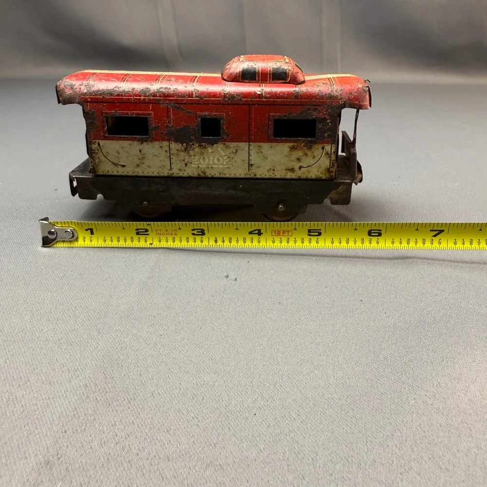 Vintage Marx 20102 Tin Litho Caboose Red NYC‎ Scale MCM Train Car Antique